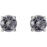14K White 3 mm Natural Gray Spinel Earrings